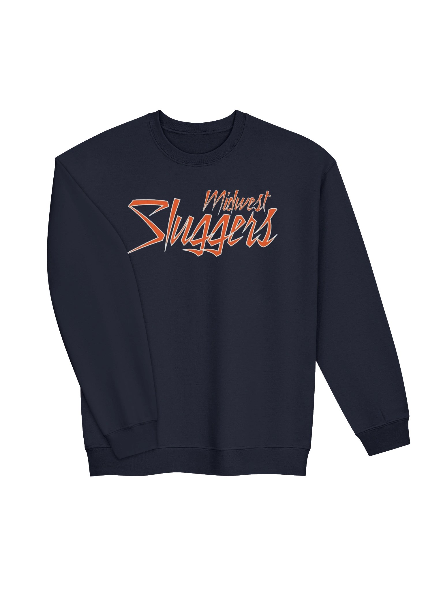 Midwest Sluggers Stacked Logo Navy Unisex Crewneck Sweatshirt product image (3)