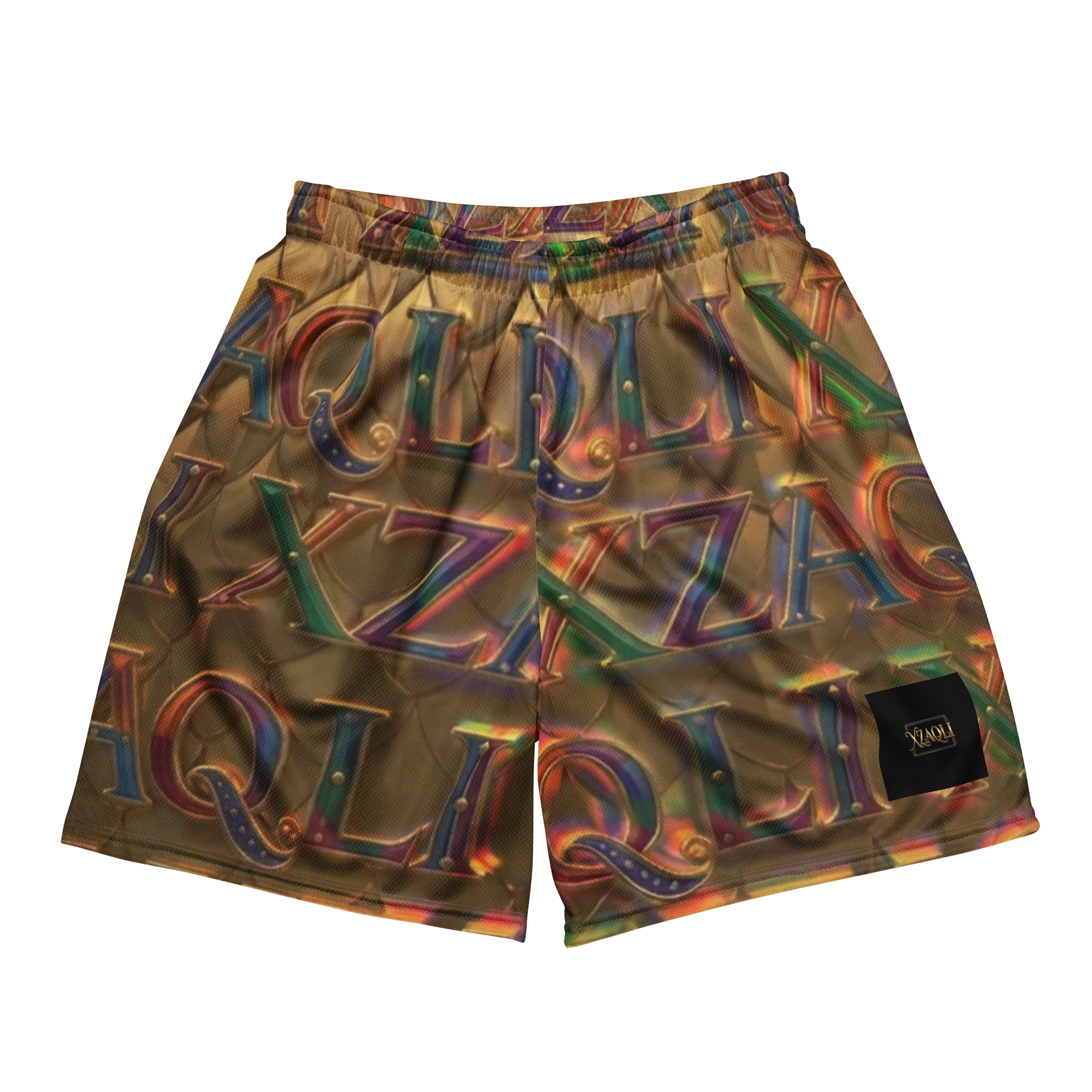 XZAQLI Men's Liquid Gold Monogram Mesh Shorts product image (1)