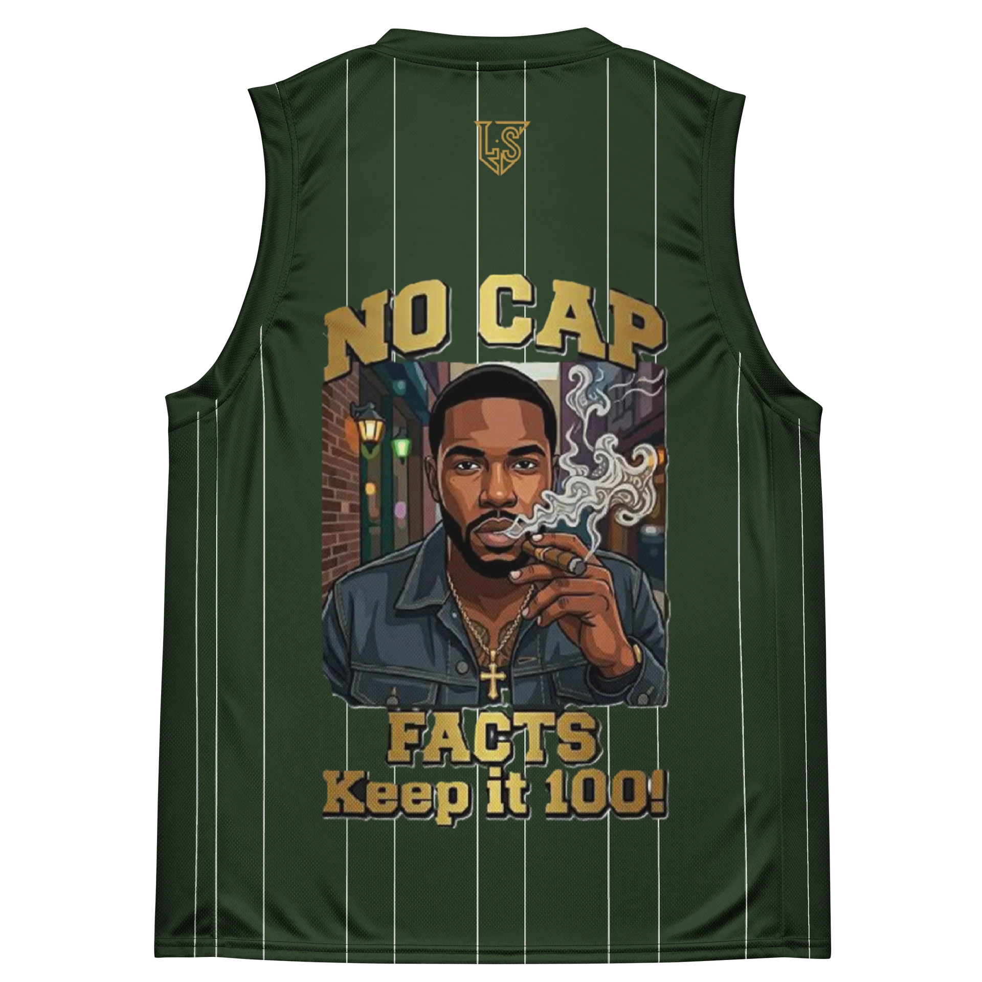 No Cap Green Pen Striped Sleeveless Pattern Design product image (4)