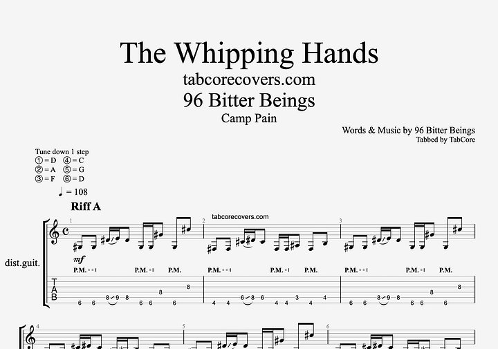 96 Bitter Beings - The Whipping Hands - Guitar Tabs product image (2)