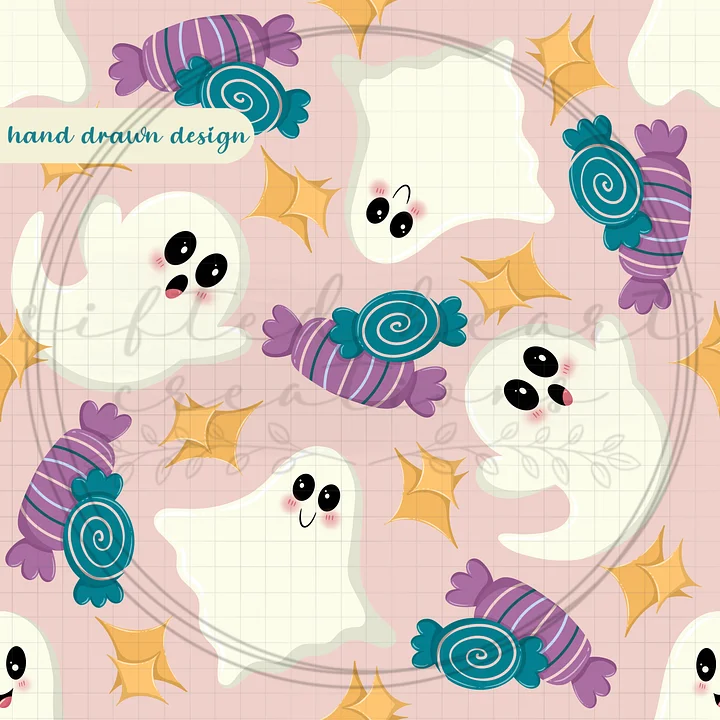Ghosts & Candy Seamless Pattern product image (1)