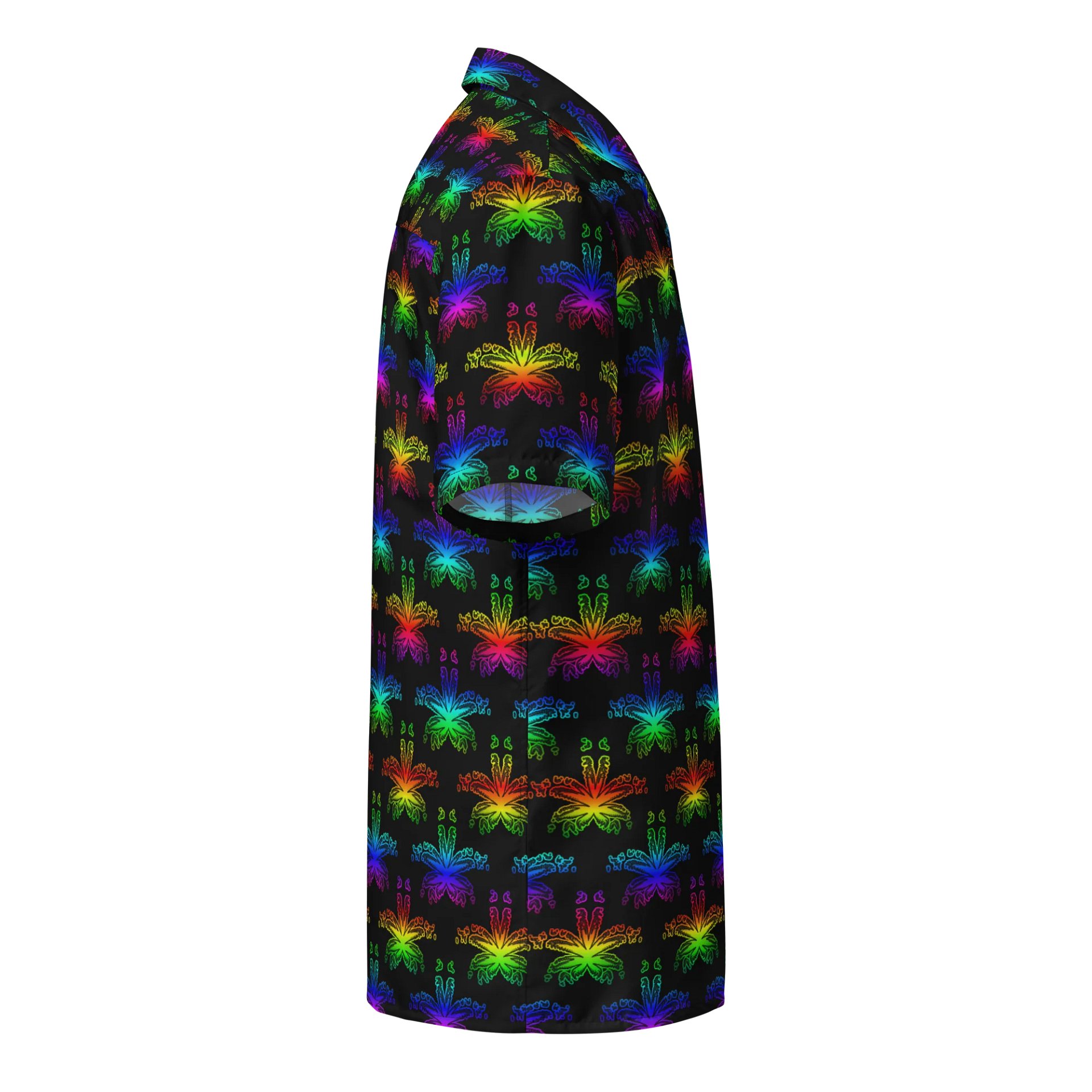 Rad Rainbow Weed Leaf Unisex Button Shirt, Summertime Stoner Queer Cannabis Clothing, Pride Pot Leaf Pattern 420 Fashion product image (4)
