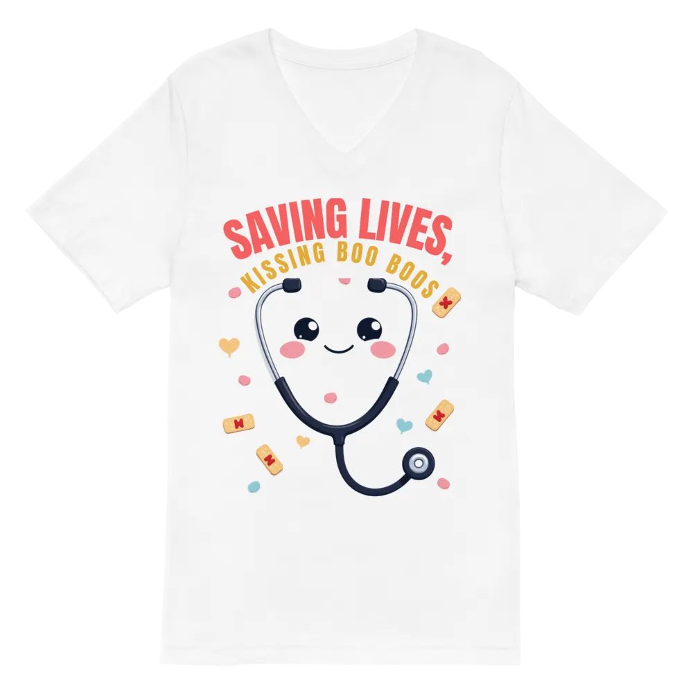 Smiling Stethoscope Saving Lives v-neck Tee product image (6)