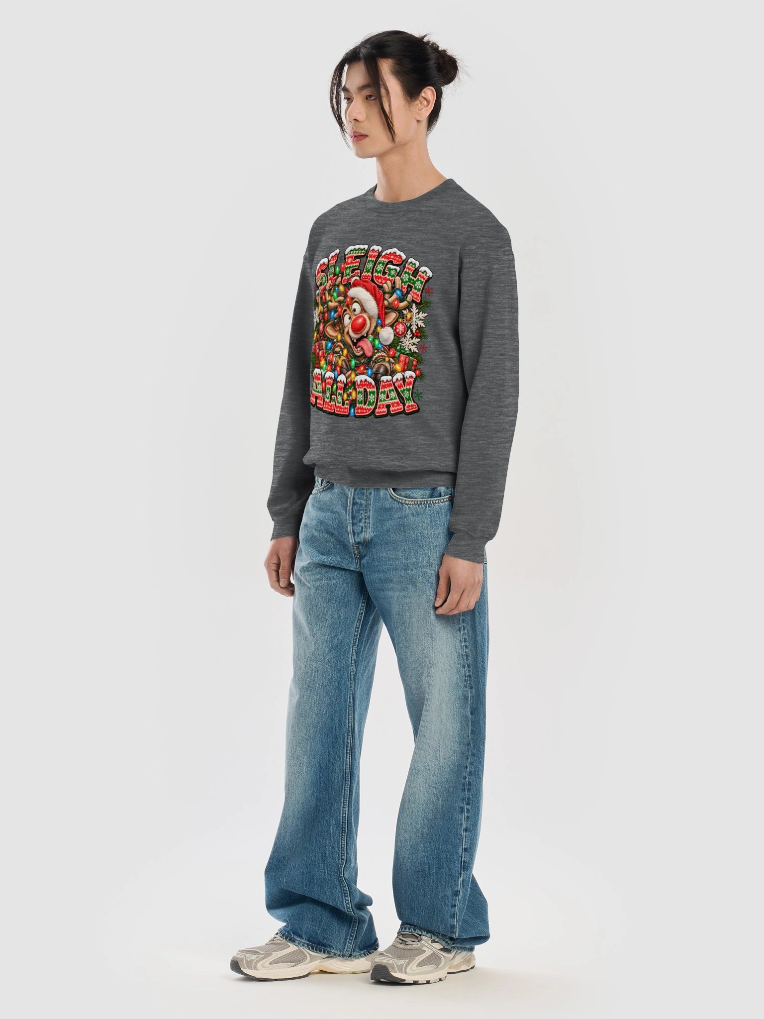 Sleigh All Day | Funny Reindeer Ugly Christmas Sweatshirt product image (7)