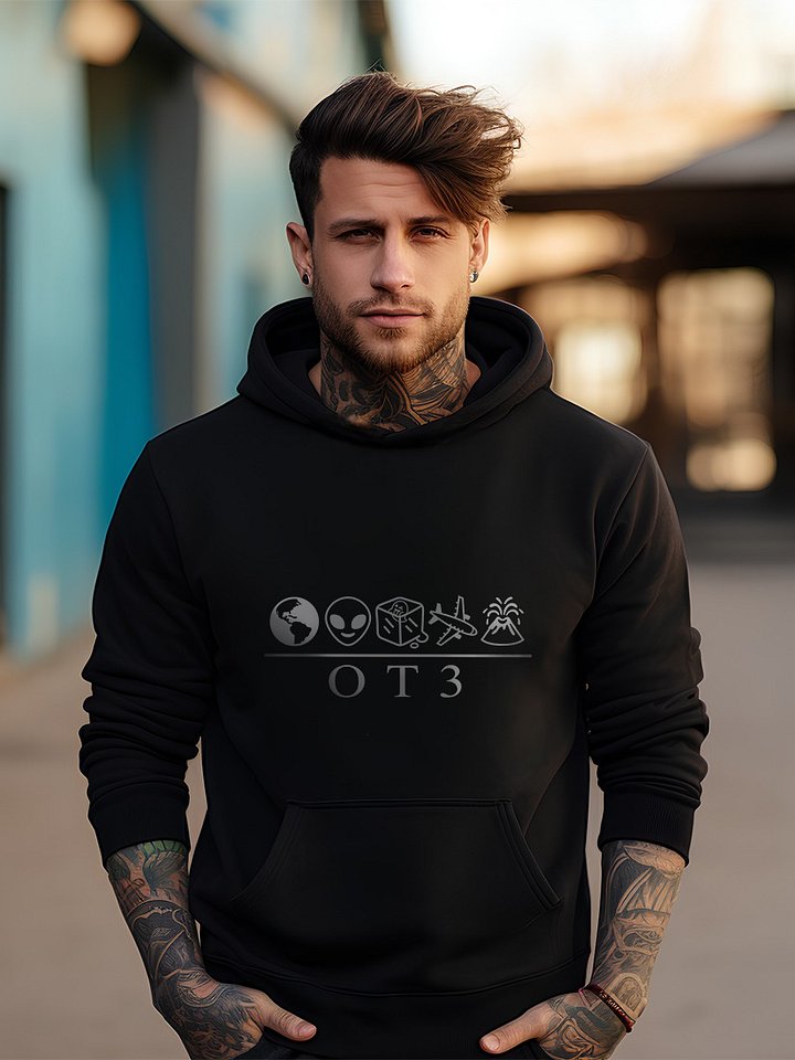 OT3 - The Story Of Xenu man's Hoodie (White text) product image (1)