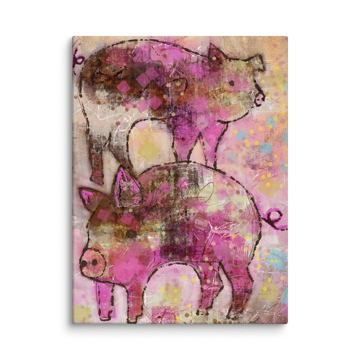 Two Pink Pigs Canvas product image (2)