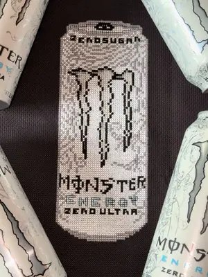 free pattern is live on my website! #crossstitch #whitemonster #monsterenergy #zyzz #embroidery 