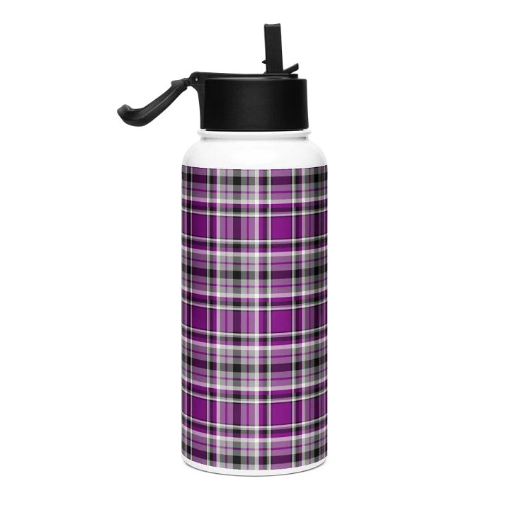Purple, Gray and Black Plaid Water Bottle product image (1)