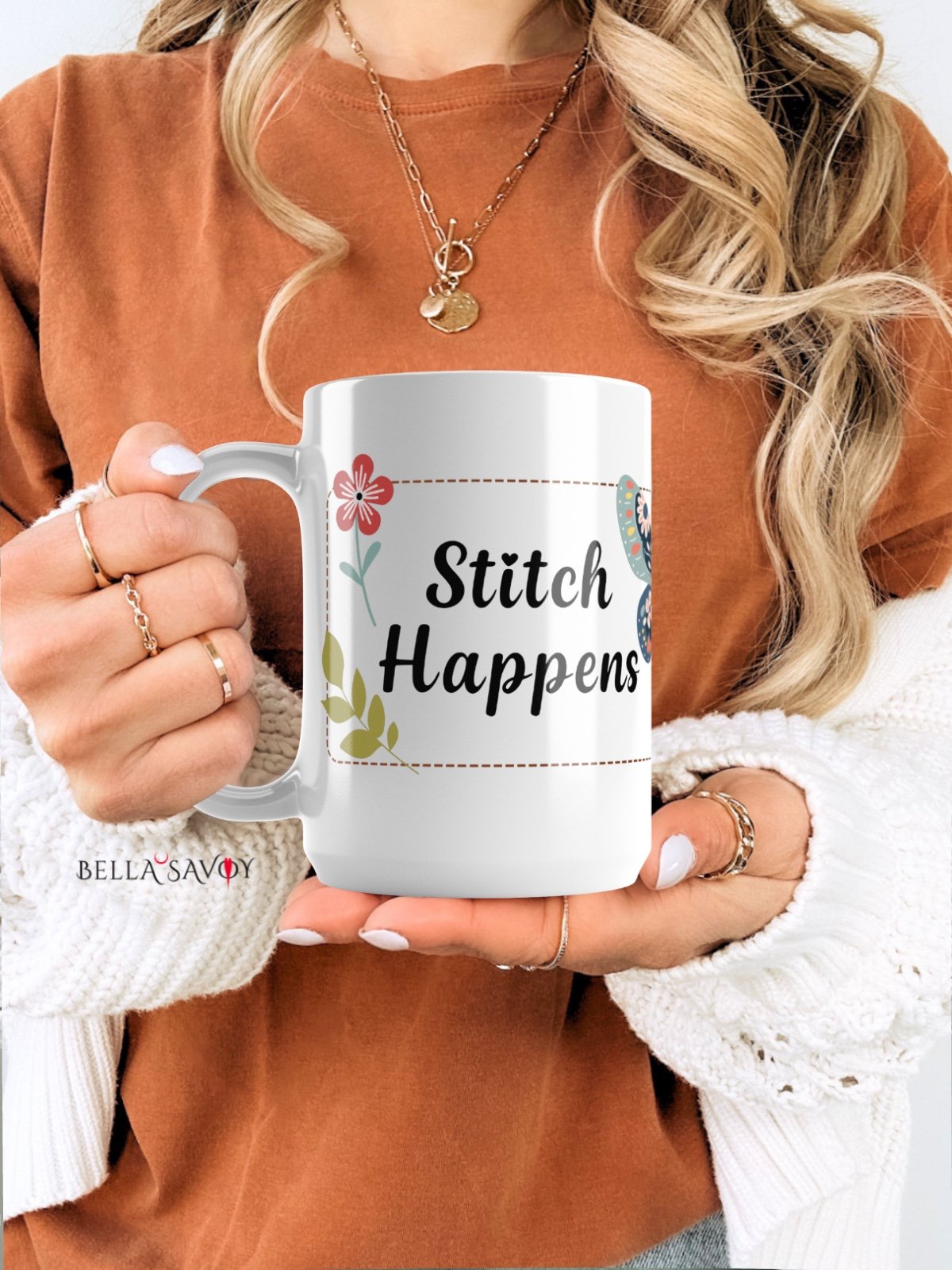 Stitch Happens Floral and Butterfly Mug product image (10)