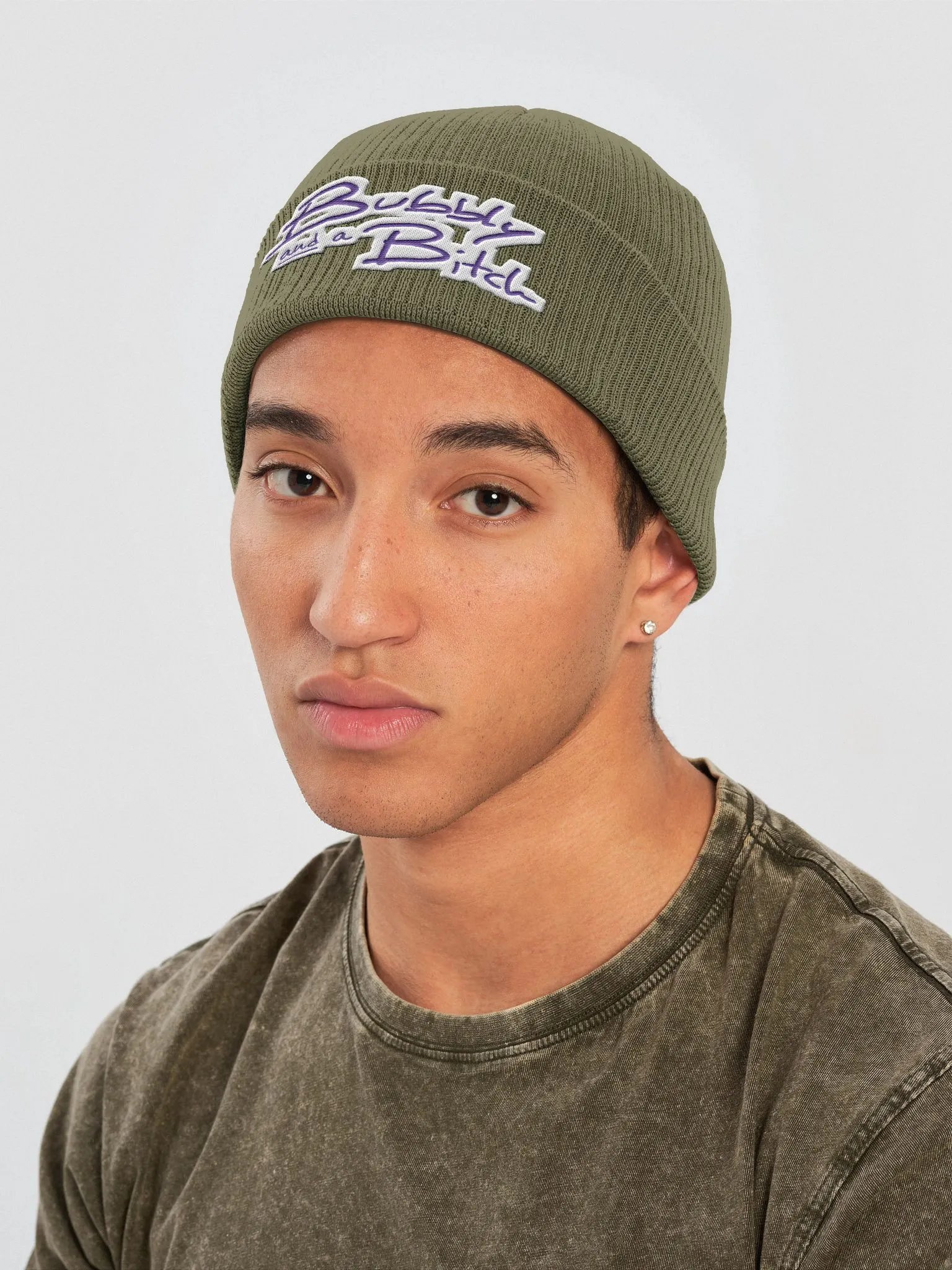 Bubbly and a B*tch (purple bubble design) embroidered organic beanie product image (13)