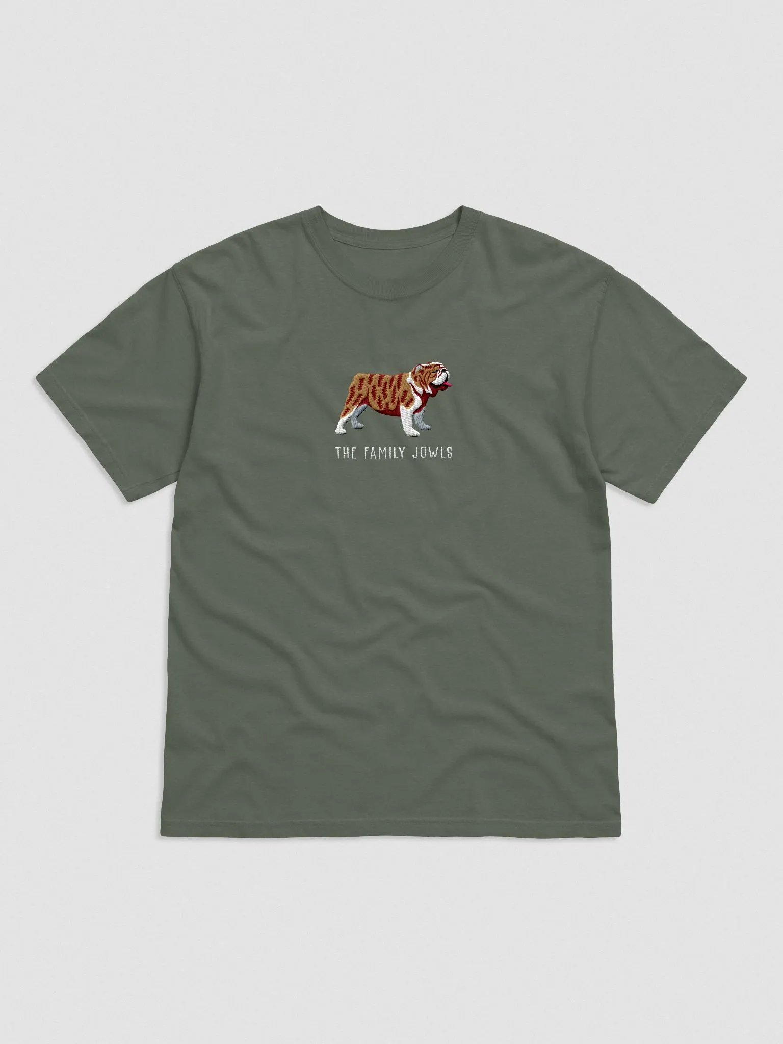 The Family Jowls T-Shirt(Embroidered) of an English Bulldog(Brindle) product image (4)
