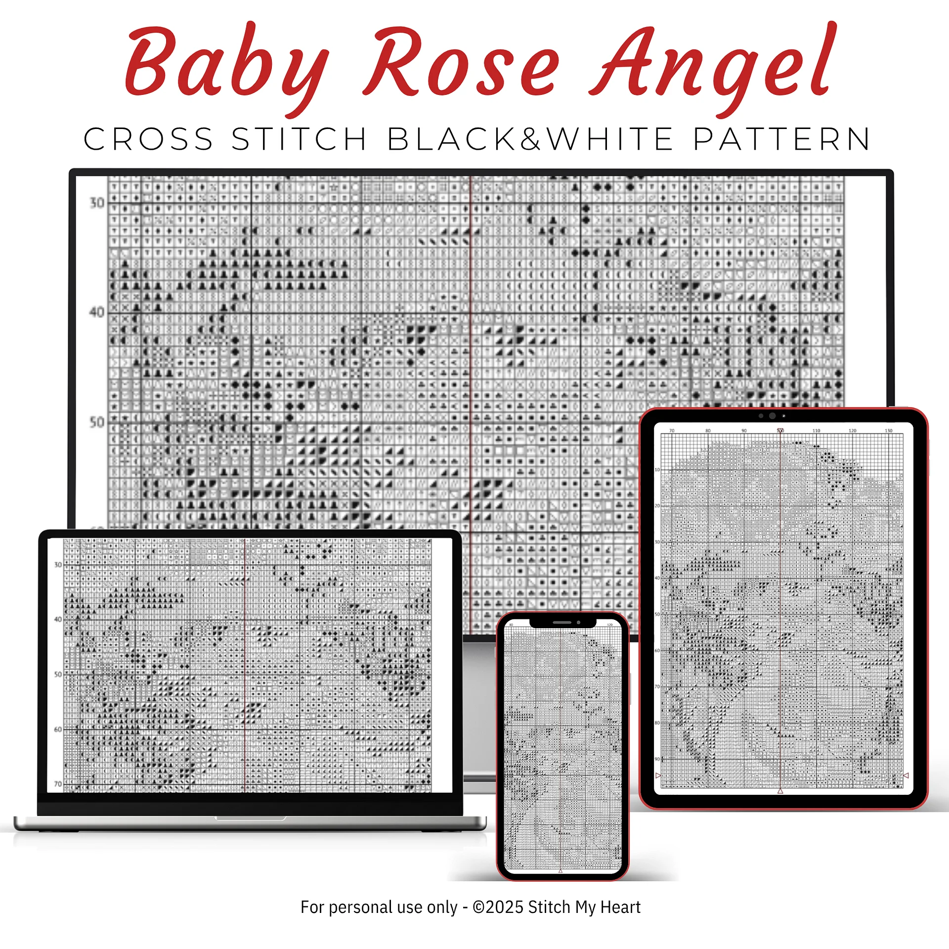 Baby Rose Angel Cross Stitch Pattern product image (4)