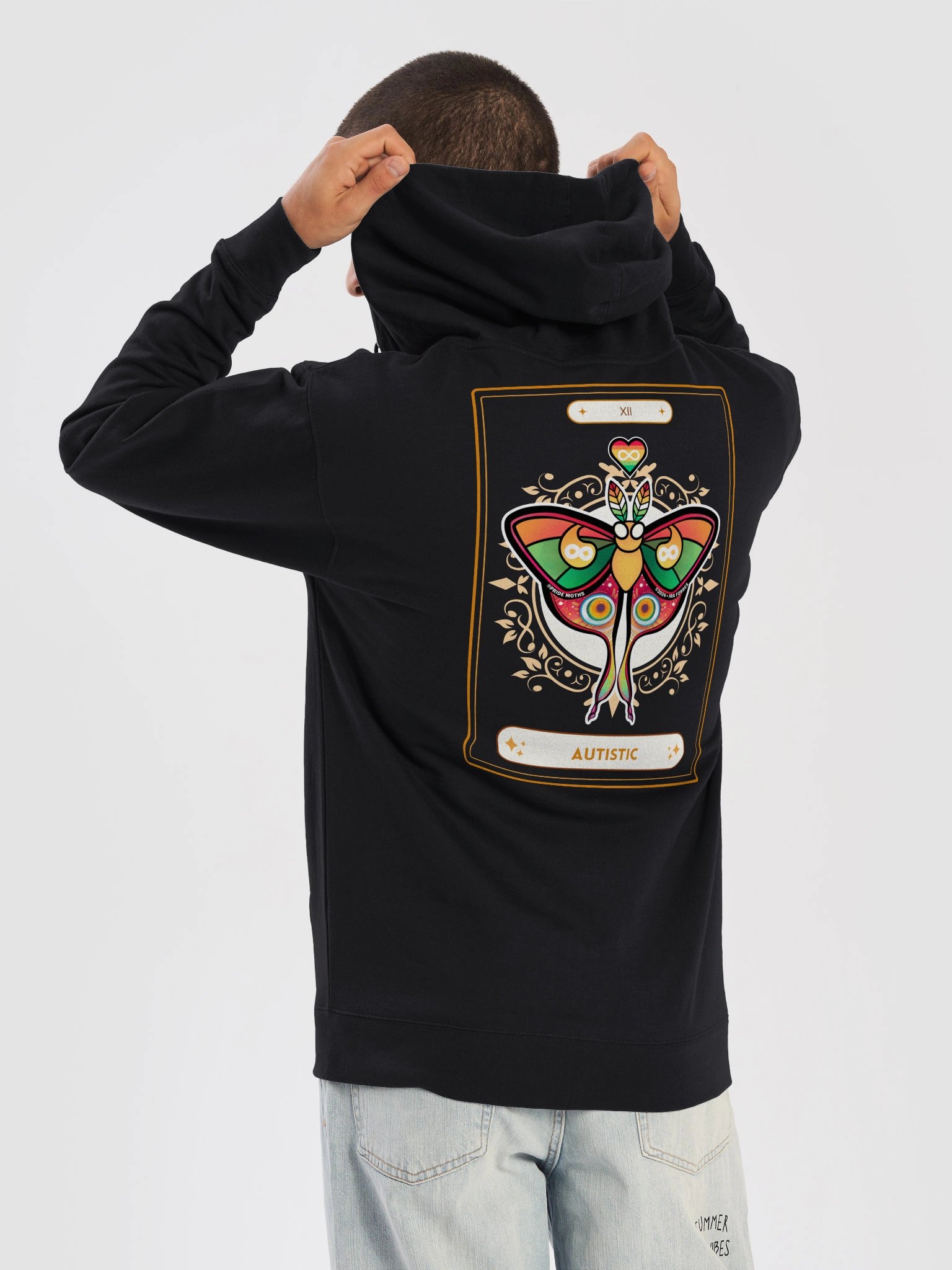 № 12 | AUTISTIC PRIDE MOTH | TAROT CARD STYLE | ZIP-UP HOODIE product image (2)