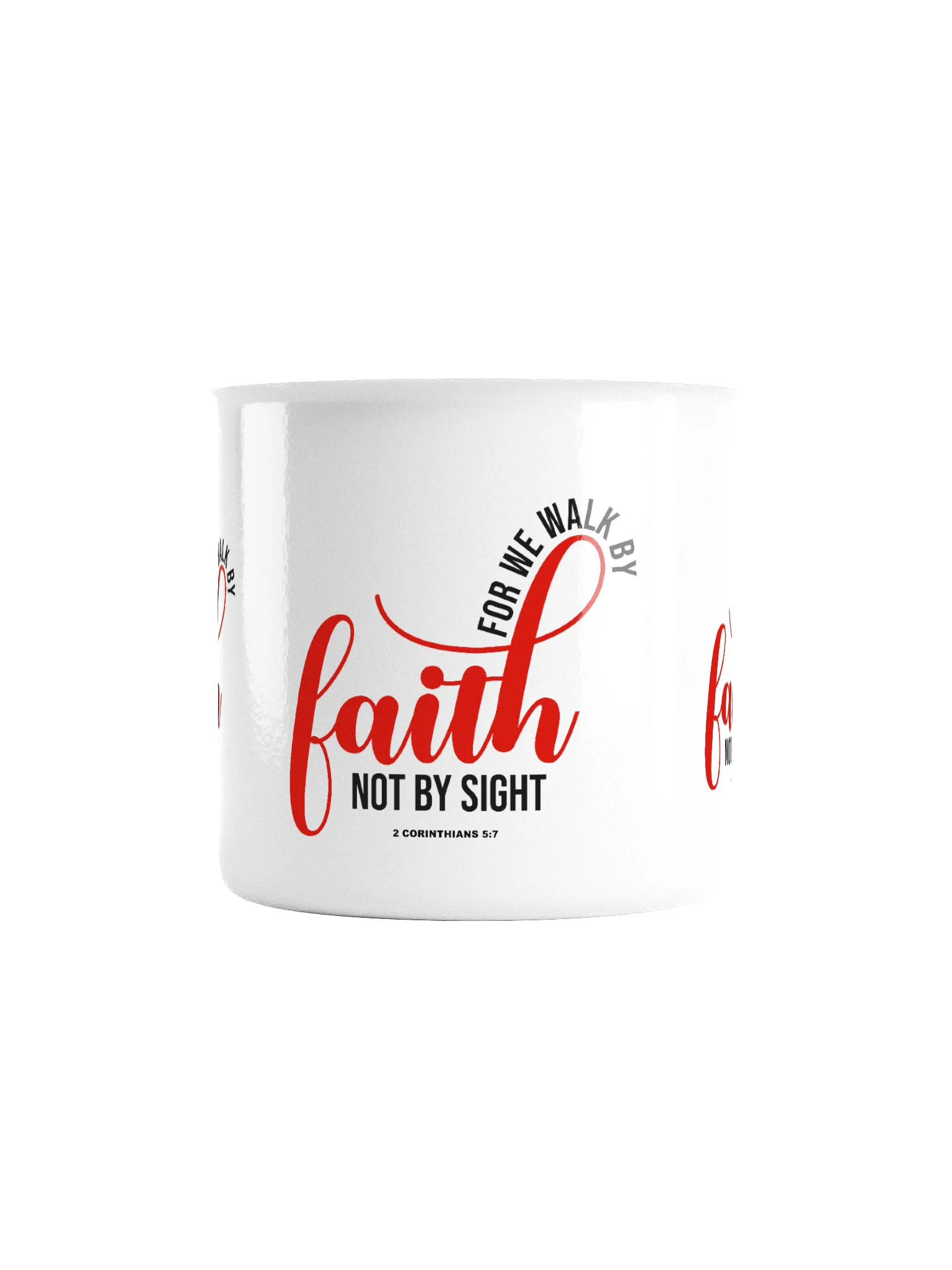 Walk by Faith Enamel Mug – Durable, Lightweight & Adventure-Ready product image (2)