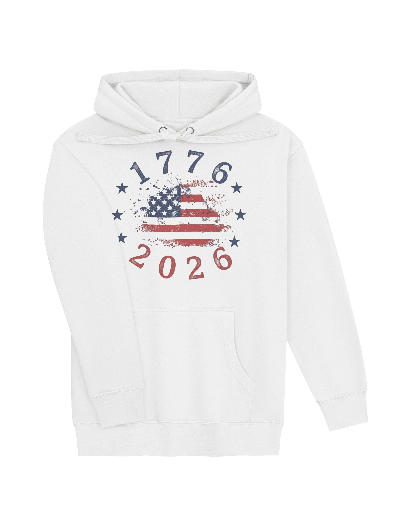1776 2026 Distressed American Flag Patriotic Hoodie — USA 250th Anniversary Sweatshirt product image (4)