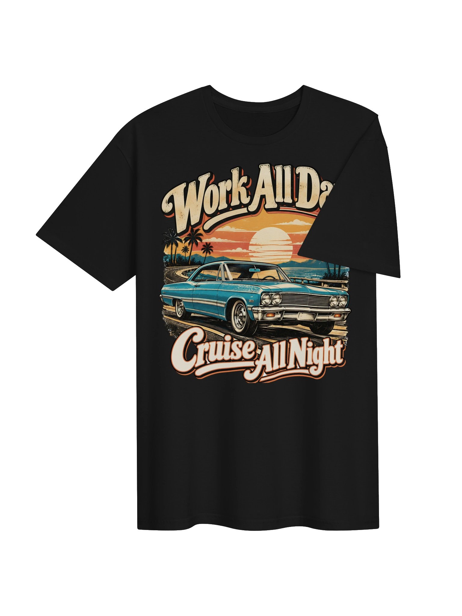 Work All Day Cruise All Night Retro Car Tee product image (34)