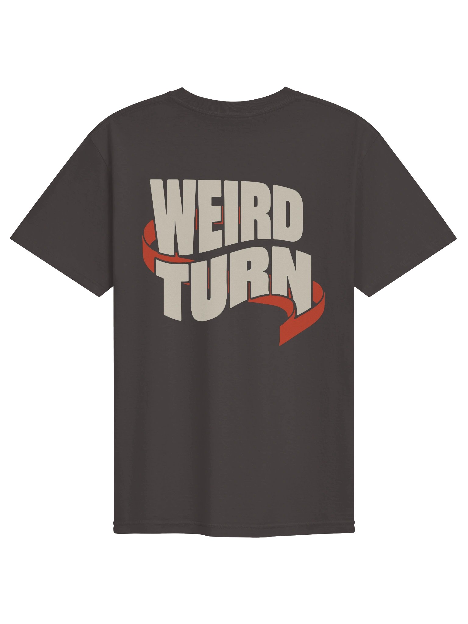 Graphite tee with oversized cream Weird Turn lettering