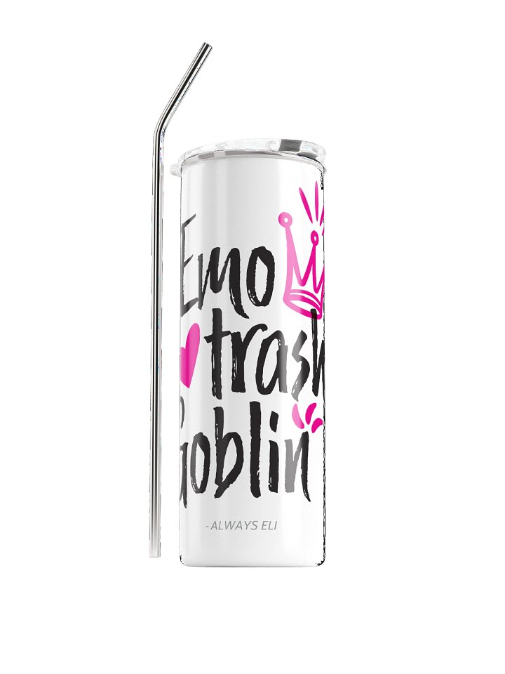 Emo Trash Goblin Stainless Steel Tumbler (White) product image (1)
