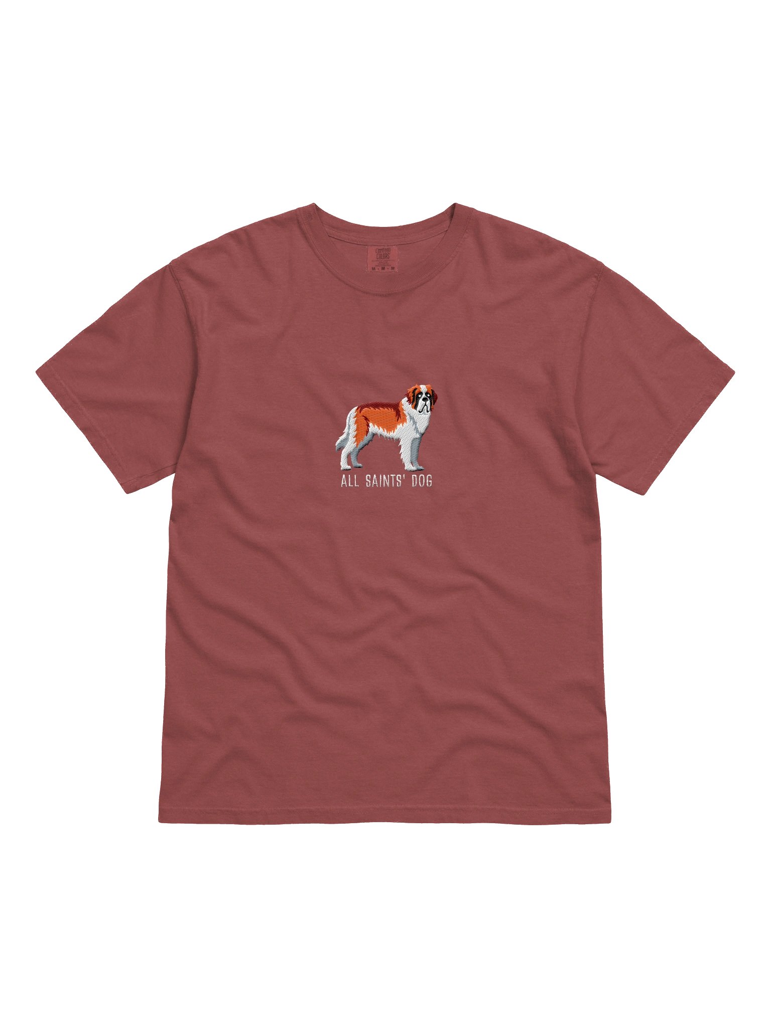 All Saints' Dog T-Shirt(Embroidered) of a Saint Bernard(Red & White) product image (4)