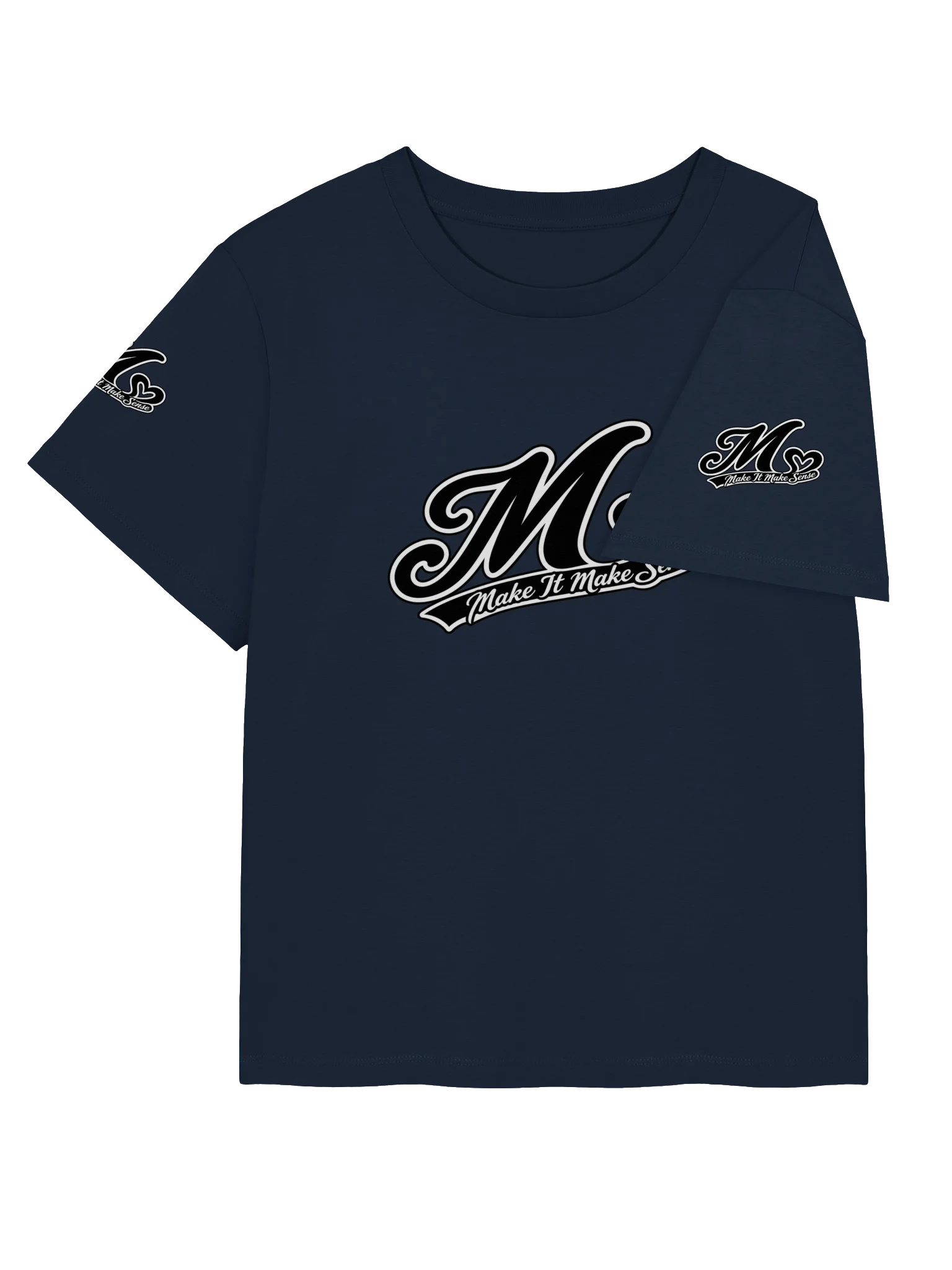 Make It Make Sense Women’s Black and White M Heart T-Shirt product image (22)