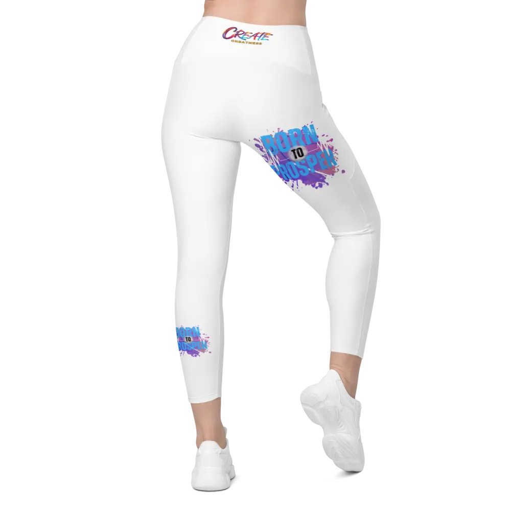 Born to Prosper White with prints Leggings product image (3)