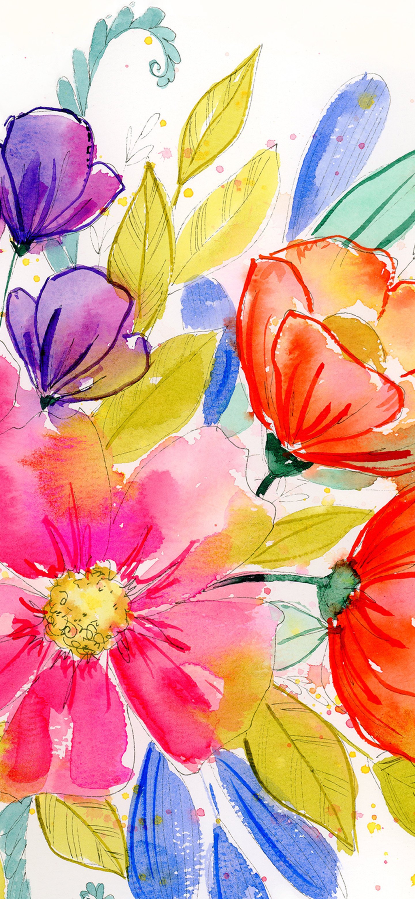 Bright Bloom Bundle - 3 Original Watercolor Phone Wallpapers product image (4)