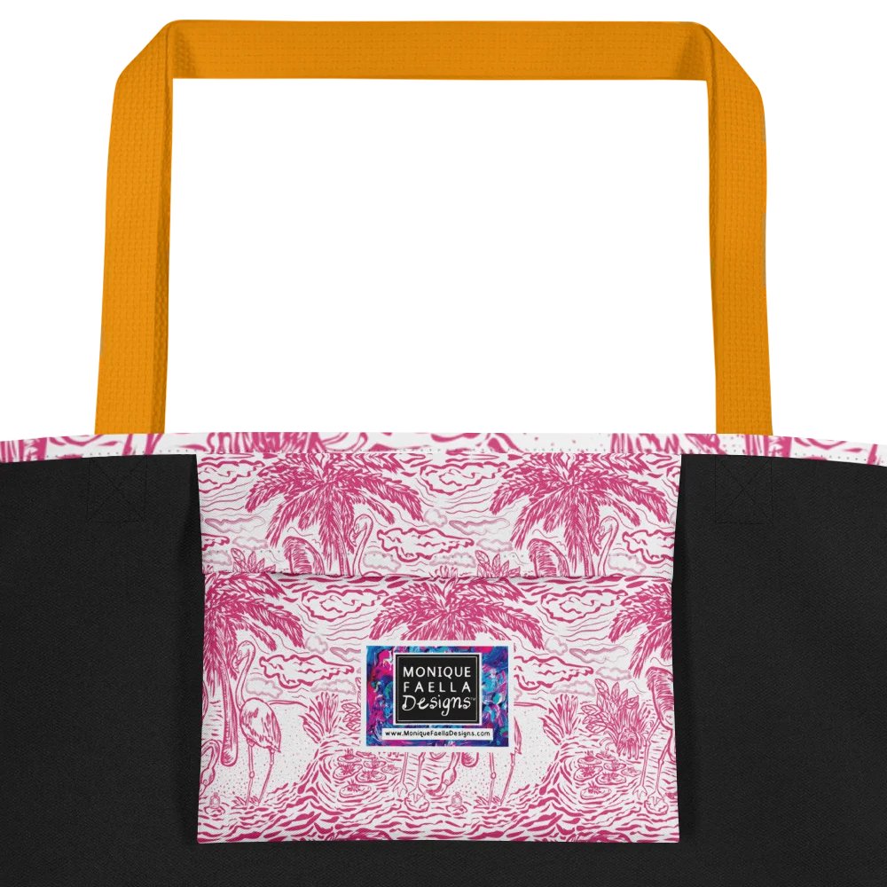 Flamingo Fancy Toile Tote Bag | Pink on White | by Monique Faella Designs™ product image (2)