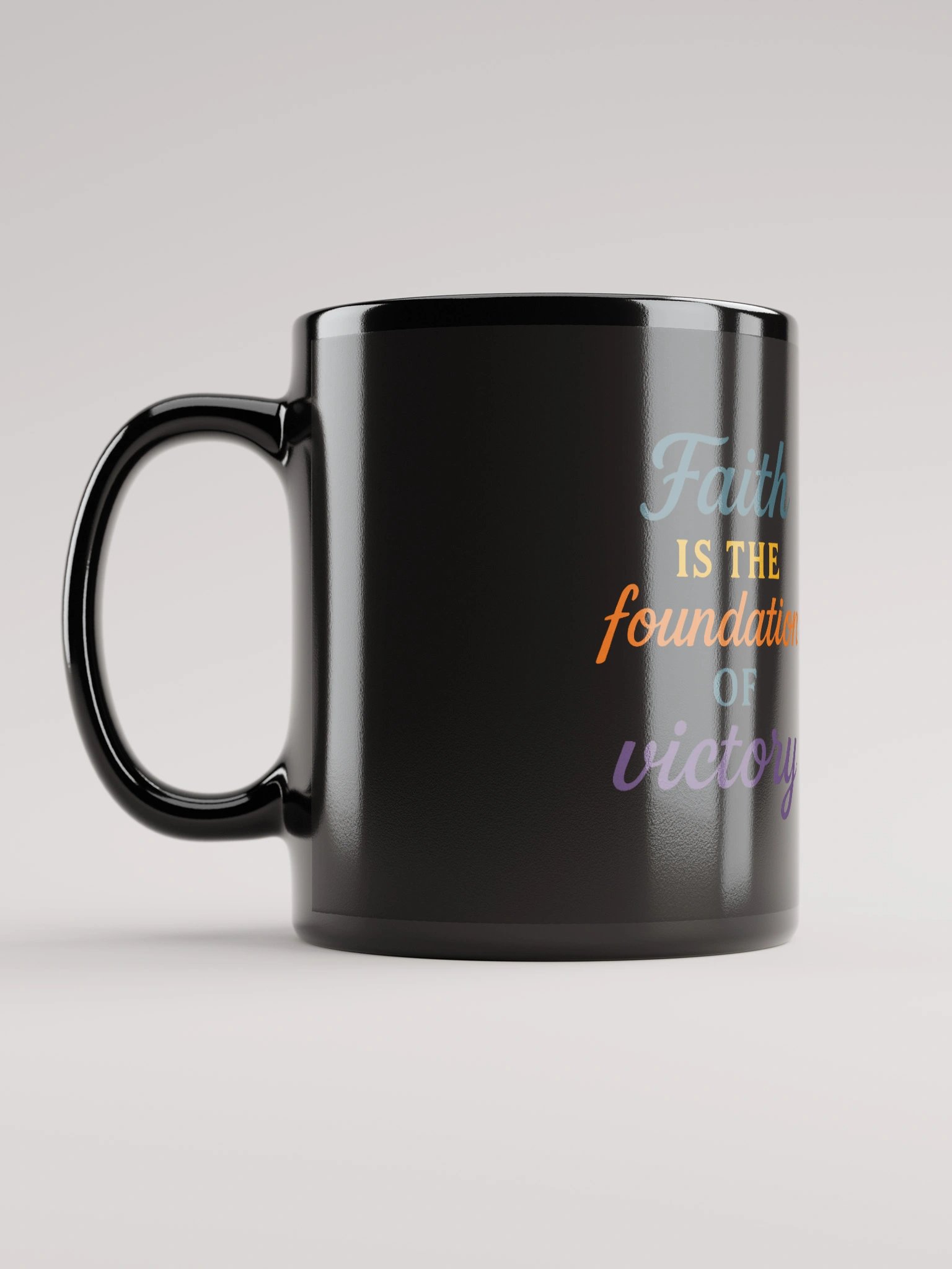 Faith Is the Foundation of Victory – Nichiren Buddhism Black Glossy Mug product image (6)