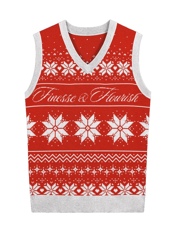 F&F Script Knitted V-Neck Vest (RED) product image (1)