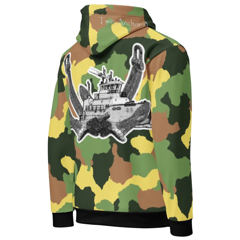 2 Anchor Titan Tug (Green Camouflage) Hoodie – Performance Marine Wear | Twin Anchor Apparel North Current Line product image (12)