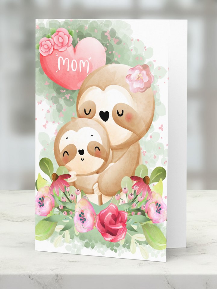 Mom Cute Sloth Card product image (1)