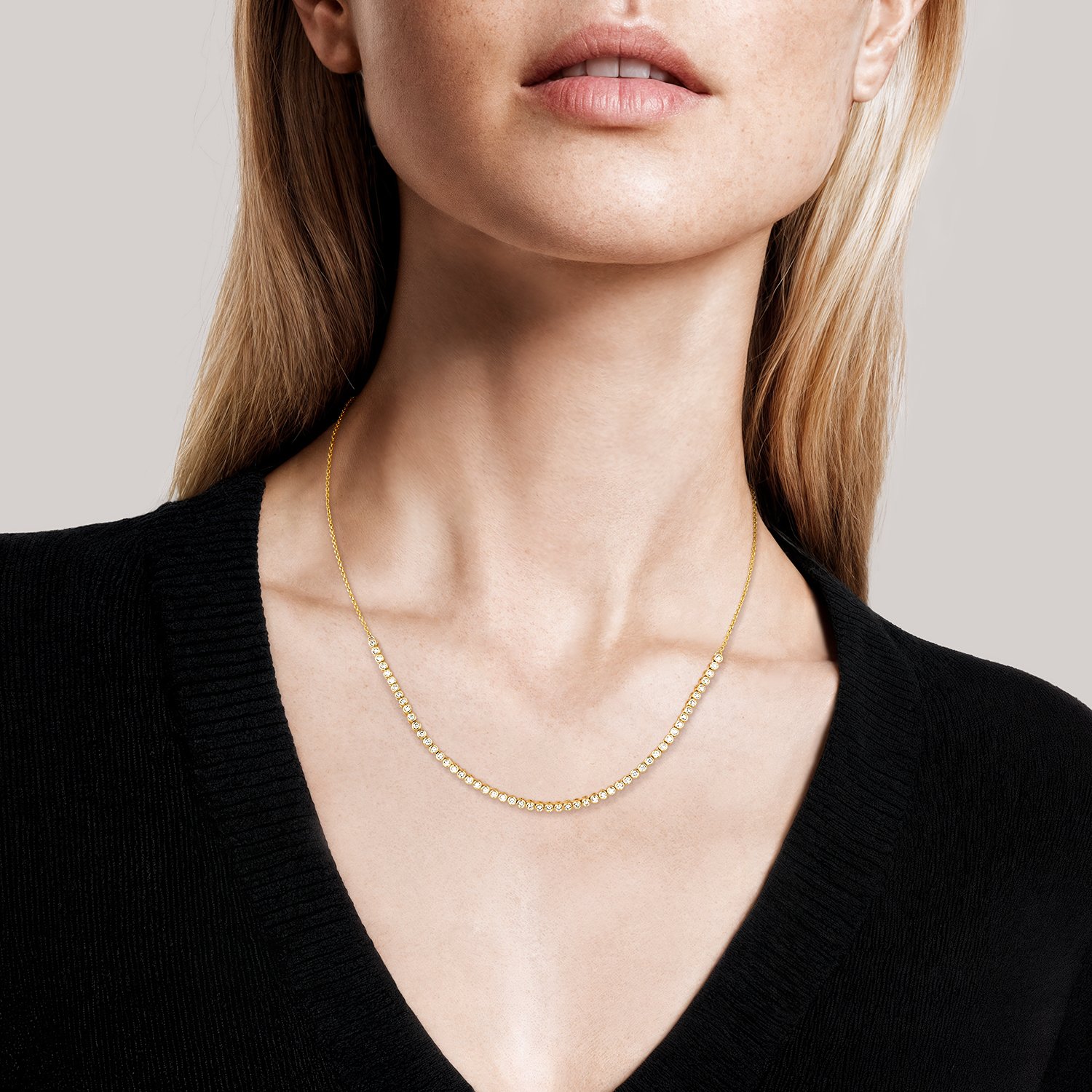 1/3 Coverage Petite Bezel Lab Diamond Tennis Necklace product image (5)