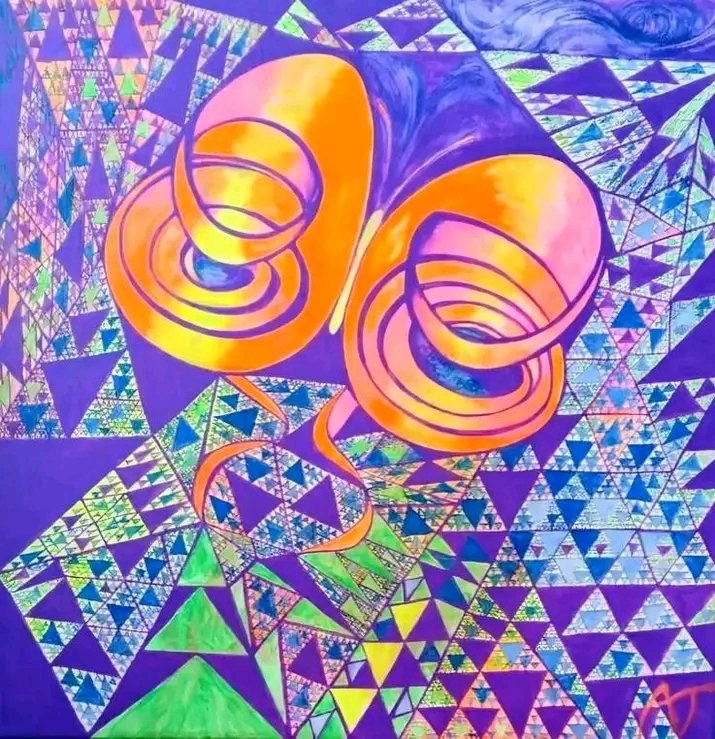 Breaking Free: Abstract Neon Butterfly Acrylic Wall Art Hand Made Painting (15.7 in x 15.7 in) by Arthur Taylor (Unframed Canvas) product image (1)