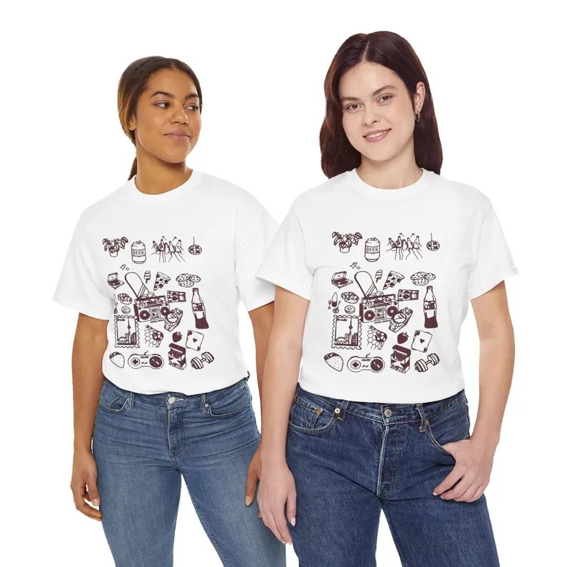 Kawaii Snack Icons Tee | Cute Food Doodle T-Shirt, Soda, Snacks, Bento Art product image (113)