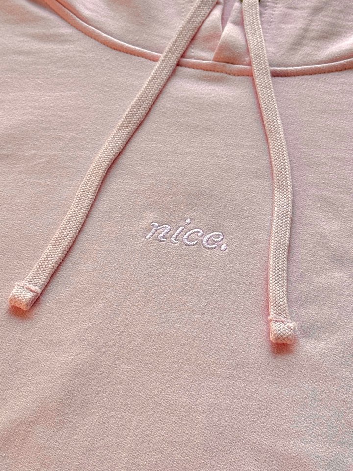 Nice. Embroidered Hoodie (Pink/White) product image (2)