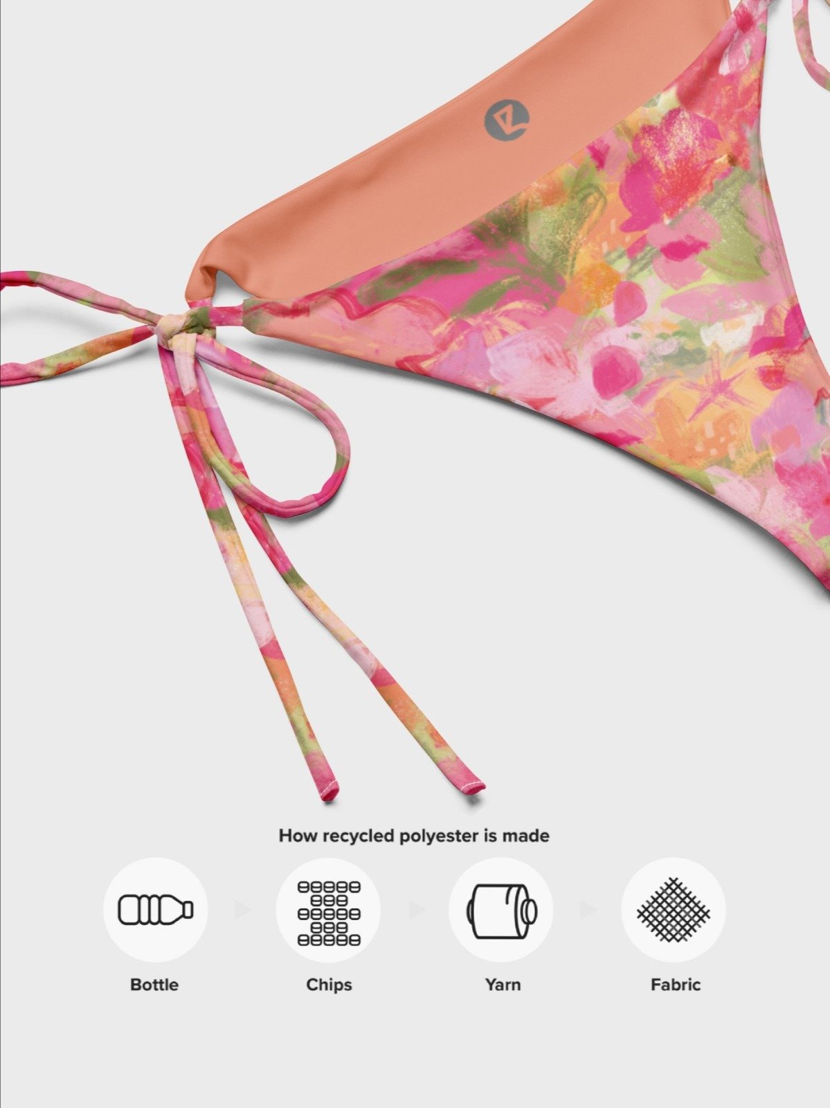 Recycled Triangle Bikini Bottom "Sweet Pastel Florals of Spring" product image (6)