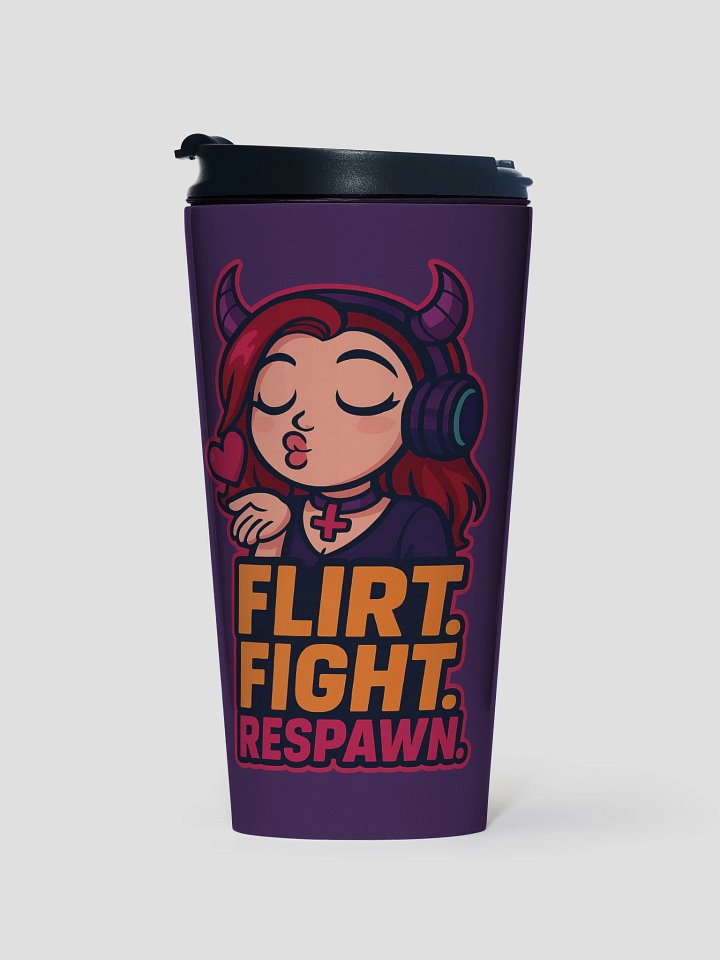 "Flirt. Fight. Respawn." Stainless Steel Mug – BreezyBubblez Edition product image (1)
