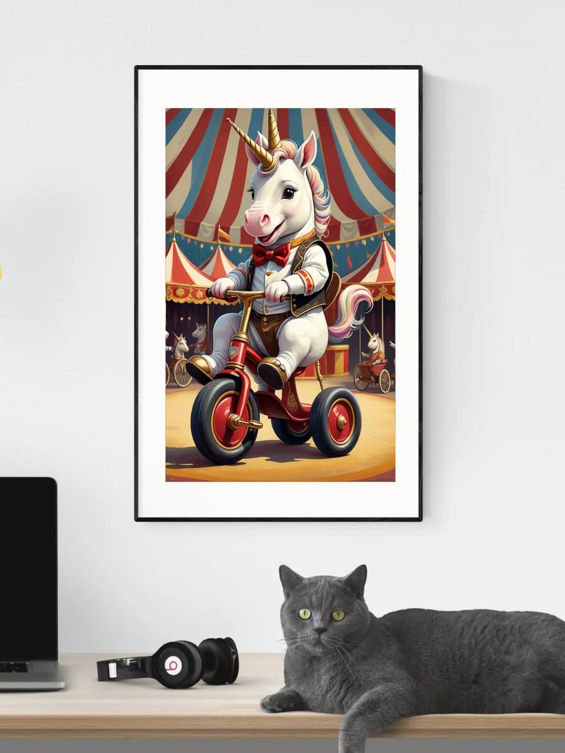 Circus Unicorn on a Tricycle Kid Nursery Print Child Wall Art product image (4)
