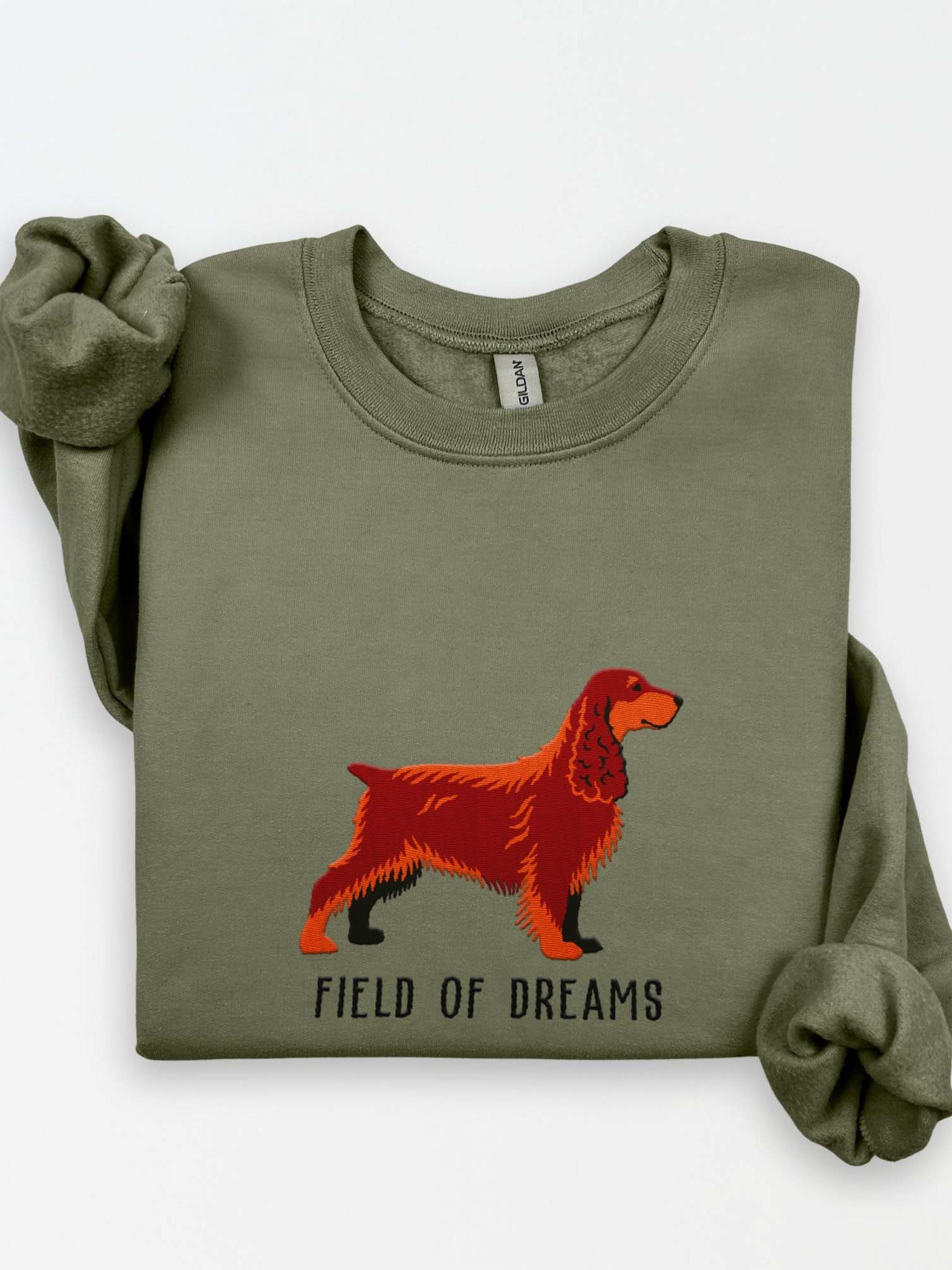 Field of Dreams Sweatshirt (Embroidered) of a Field Spaniel(Liver & Tan) product image (1)