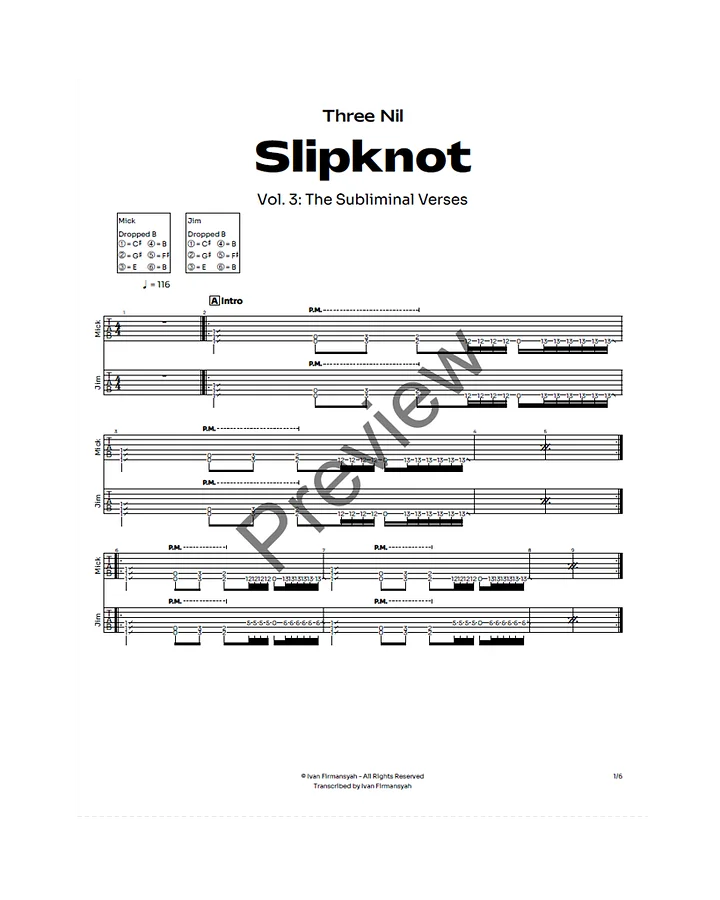 Slipknot - Three Nil Complete Guitar Tab product image (2)