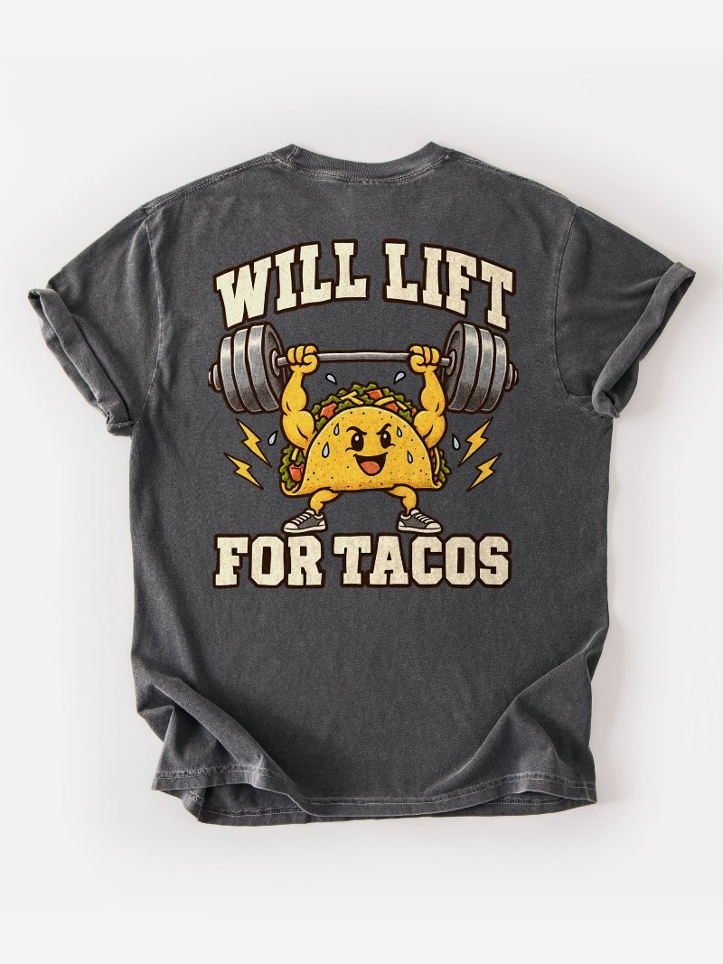 Will Lift for Tacos Oversized Gym Tee | Funny Gym Shirt product image (1)