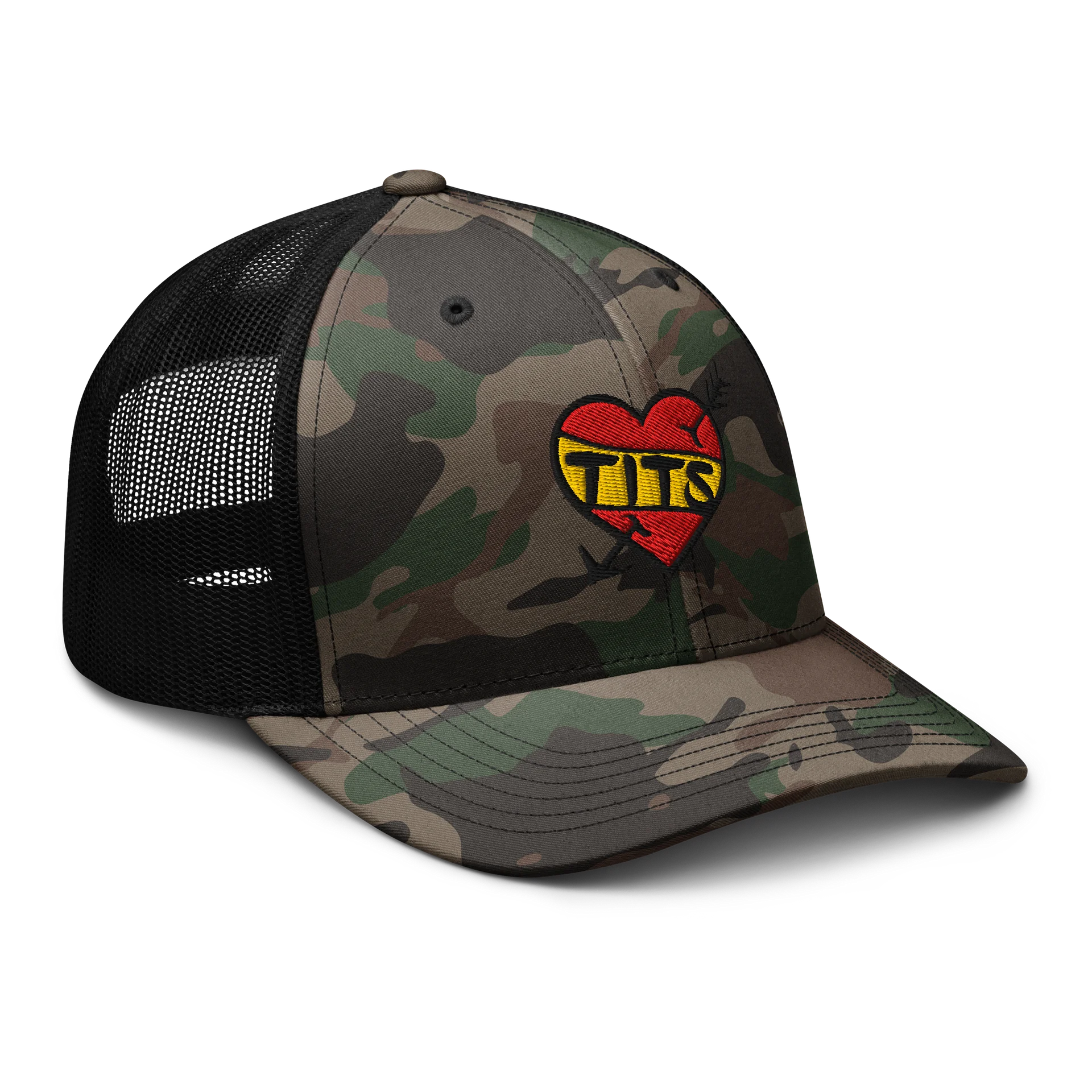 BREAK YOUR HEART Camo Trucker Hat product image (8)