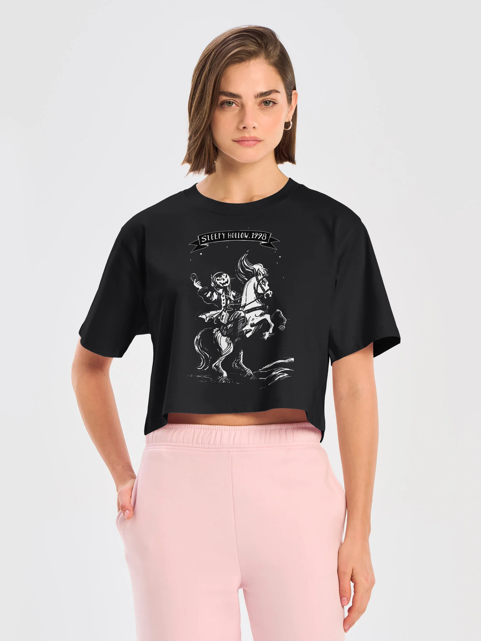 “Sleepy Hollow, 1998” Woodcut Crop Top product image (5)