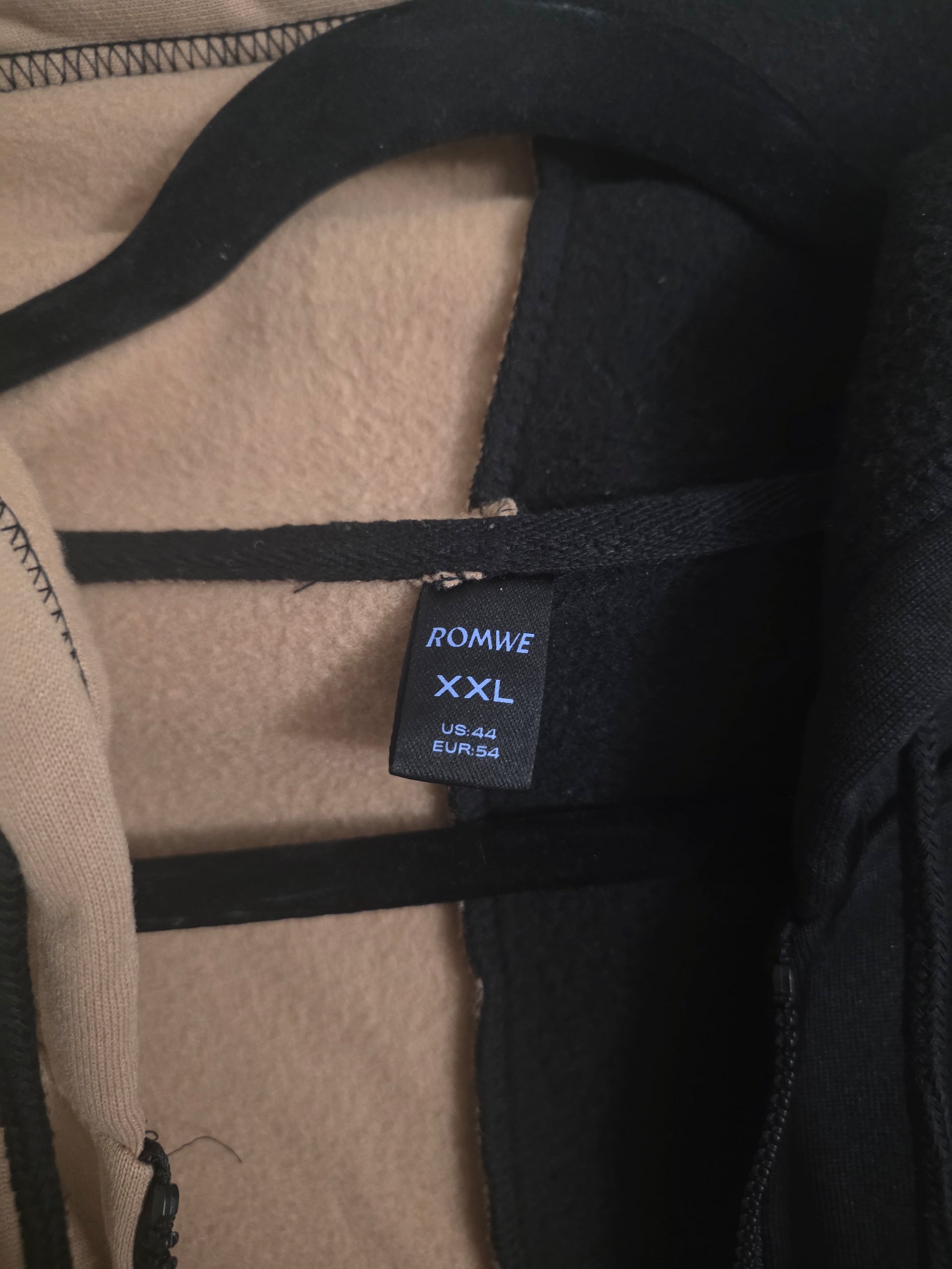 Two Toned Beige & Black Smiley Face Zipper Hoodie product image (3)