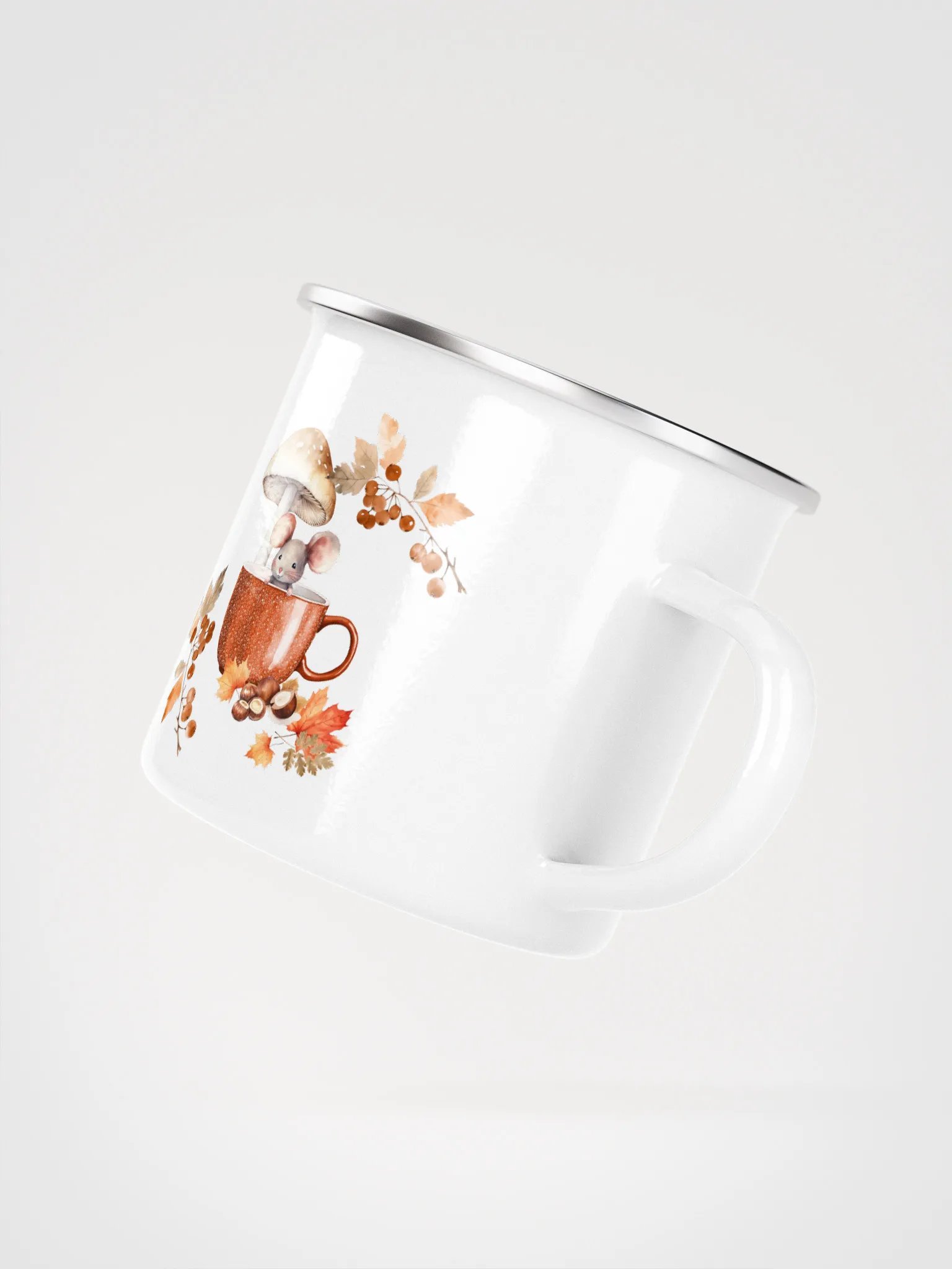 Autumn Adventure MOUSE - Enamel Mug - Herbstliche Tasse mit niedlicher Maus product image (4)