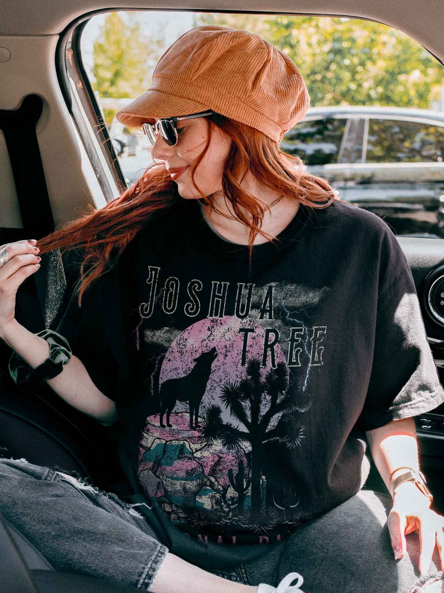 Joshua Tree National Park Vintage Desert Wolf Shirt – Retro Sunset Graphic Tee, Boho Nature Travel Apparel product image (2)