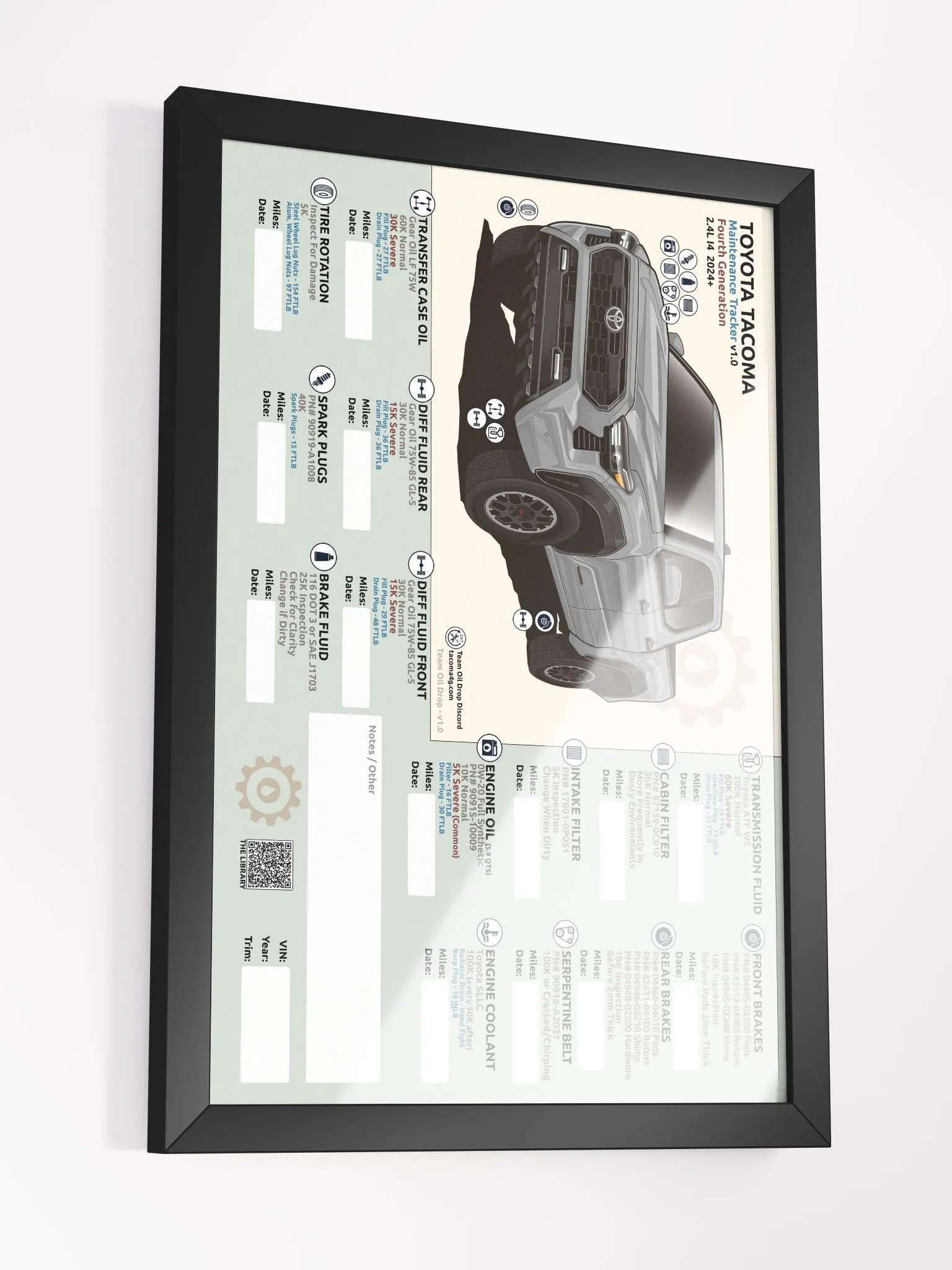 4TH GEN MAINTENANCE TRACKER V1.0 - Silver (FRAMED) product image (4)