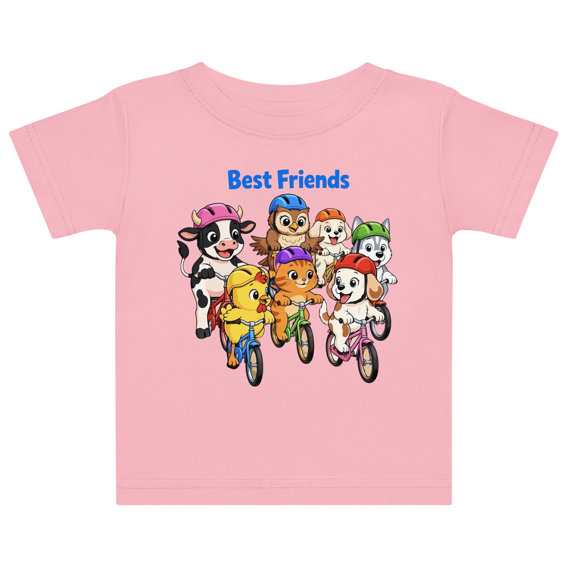 Best Friends Animal Bike Ride Pink Baby Tee product image (1)