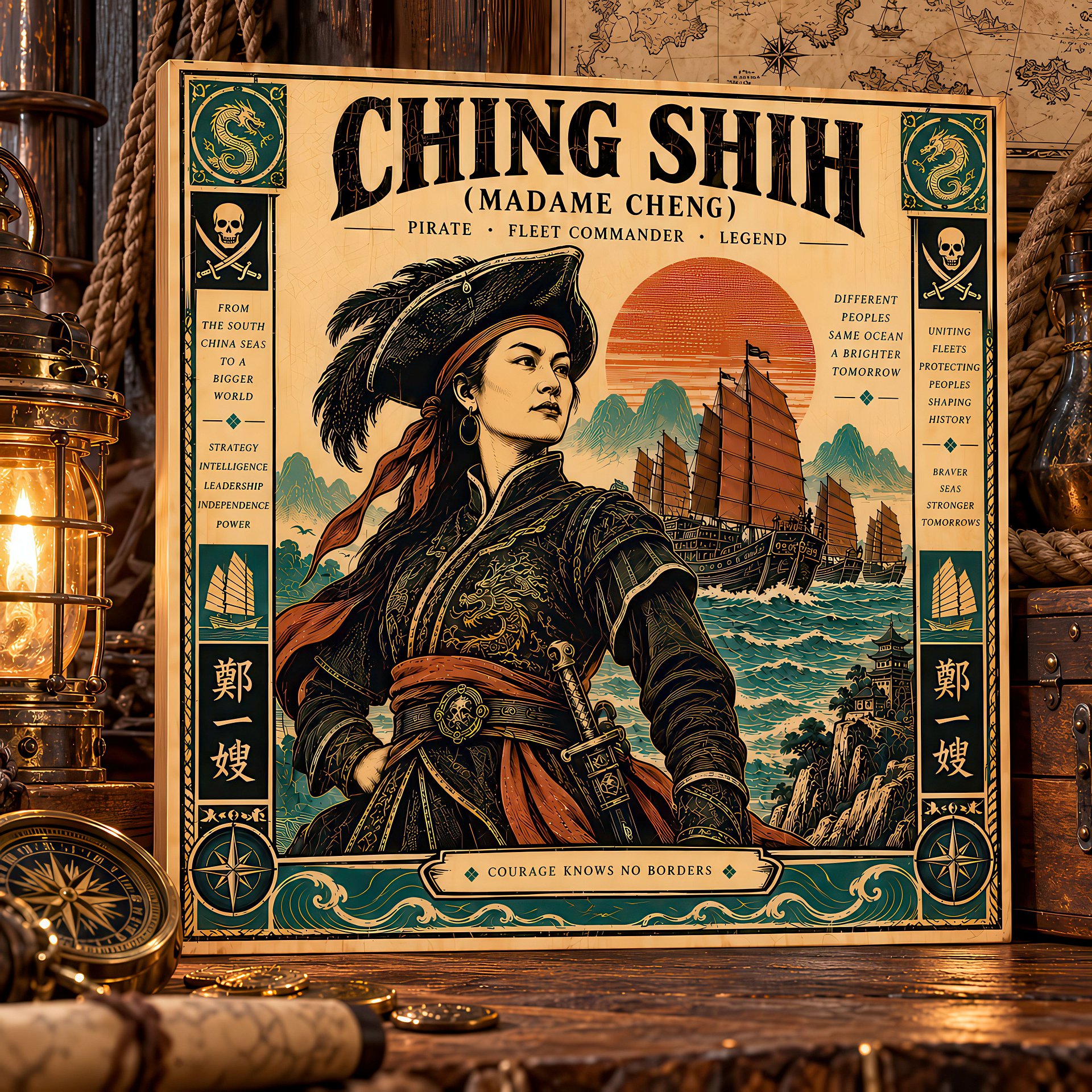 Ching Shih | Birch Wood Art Panel | Historical Wall Decor | 24x24″ (60x60 cm) product image (1)