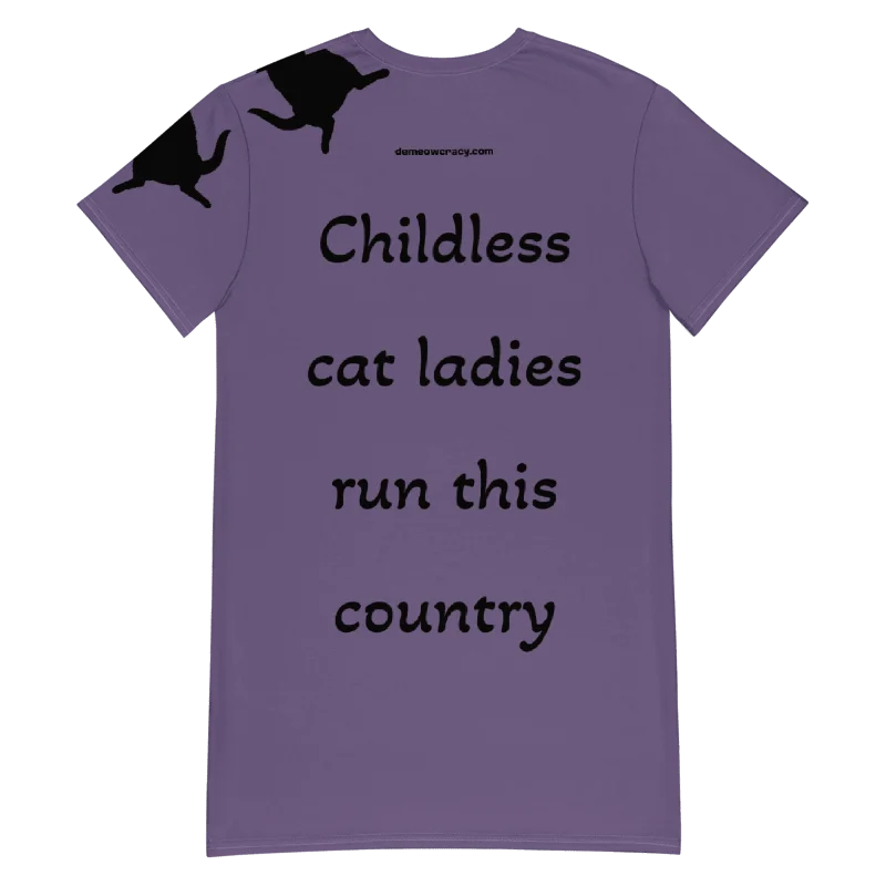 Childless Cat Ladies Run This Country Purple T-Shirt Dress product image (4)